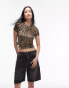 Фото #4 товара Topshop leopard print microfibre t-shirt in brown