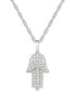 ფოტო #1 პროდუქტის Diamond Hamsa Hand 18" Pendant Necklace (1/3 ct. t.w.) in Sterling Silver