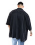 Weekday oversized resort short sleeve shirt in black