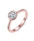RA 18K Rose Gold Plated with Cubic ZIrconia Modern Bezel Promise Engagement Ring