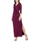 Women's Fitted V-neck Side Slit Maxi Dress