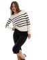 Vero Moda crew neck jumper in cream with black stripes