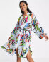 Y.A.S printed kimono in blue