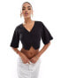 Фото #1 товара Kaiia linen look cropped shirt co-ord in black