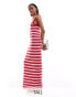 Фото #1 товара ONLY Tall maxi knit dress in red and white stripe