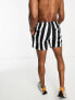 Фото #2 товара Bershka wide stripe swimshort in black and white