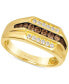 ფოტო #3 პროდუქტის Men's Chocolate Diamond & Nude Diamond Three Row Ring (5/8 ct. t.w.) in 14k Gold