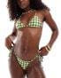 Фото #2 товара ASOS DESIGN tie back triangle bikini top in green gingham