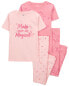 Фото #2 товара Kid 4-Piece Unicorn 100% Snug Fit Cotton Pajamas 12