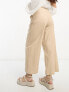 Фото #2 товара Vila Petite linen touch button tab wide leg trousers in beige