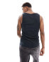 ASOS DESIGN 2 pack muscle fit rib vest in grey and black