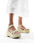 Фото #2 товара South Beach glam heeled metallic espadrille wedges in gold