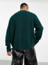 Фото #2 товара Weekday johan jacquard drippy face sweater in green