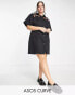 Фото #1 товара ASOS DESIGN Curve crochet shirt dress in black