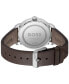 Men's Dean Quartz Basic Calendar Brown Leather Watch 41mm
