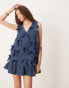 Фото #2 товара Sister Jane bow embroidered denim mini dress in blue