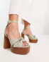 Фото #2 товара ASOS DESIGN Wide Fit Natia knotted platform heeled sandals in sage green