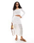 Hollister crochet long sleeve top with square neck in white