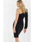 Women's Black One Shoulder Buckle Detail Mini Dress