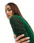 Y.A.S high neck glitter mesh top in green