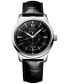 ფოტო #1 პროდუქტის Women's Swiss Automatic Conquest Heritage Black Leather Strap Watch 38mm