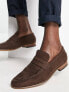 ASOS DESIGN loafers in brown faux suede with natural sole