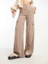 Фото #3 товара ASOS DESIGN Tall drapey cargo trousers in brown