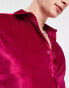 ASOS DESIGN skinny velvet shirt in bright pink