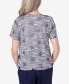 ფოტო #2 პროდუქტის Petite All American Lined Space Dye Stars Crew Neck T-shirt with Side Tie