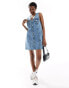 Фото #1 товара ASOS DESIGN denim waistcoat mini dress with button through in midwash blue