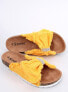 Фото #4 товара Женские плетеные кожаные сандалии на пробке, желтые, BG60P