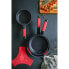 Фото #6 товара Сковорода с антипригарным покрытием BRA A411222 Черно-красная из нержавеющей стали и алюминия