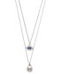 Cultured Freshwater Pearl (8mm) & Cubic Zirconia & Enamel Evil Eye Layered Necklace in Sterling Silver, 16" + 1" extender