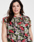 Фото #3 товара Блузка с рукавами-оборками и галстуком Anne Klein Plus Size Printed Ruffle-Sleeve
