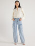 Фото #4 товара Scoop Women's Low Slung Wide Leg Relaxed Low Light Demin Cargo Jeans Size 10