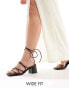 Public Desire Wide Fit Idris mid heeled sandal with ankle ties in black