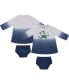 Newborn and Infant Girls Gray, Navy Distressed Notre Dame Fighting Irish Hand in Hand Ombre Dress and Bloomers Set