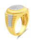 ფოტო #4 პროდუქტის Men's Diamond Two-Tone Circle Cluster Style Ring (1/10 ct. t.w.) in 18k Gold-Plate Sterling Silver (Also in Sterling Silver)