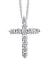 Фото #1 товара Macy's diamond Cross 18" Pendant Necklace (3 ct. t.w.) in 14k White Gold