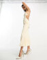 Фото #6 товара ASOS DESIGN elasticated strappy midi dress with open back in ivory