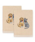 Textiles Spring Dog and Cat Embroidered Luxury 100% Turkish Cotton Hand Towels, Set of 2, 30" x 16"