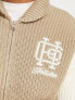 Фото #3 товара Hollister monogram logo sherpa lined shawl collar full zip knit cardigan in tan