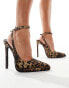 Simmi London Wide Fit Landen heeled court shoe in Leopard with gems