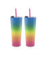 24 oz Ombre Insulated Straw Tumblers Set, 2 Piece