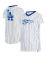ფოტო #2 პროდუქტის Big Girls White Los Angeles Dodgers Pinstripe V-Neck T-shirt