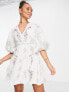 Фото #1 товара ASOS EDITION floral embroidered mini dress with lace inserts in cream