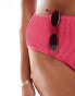 Vero Moda crinkle high waisted bikini bottoms in hot pink Himbeersorbet, S - EU 36 - фото #2