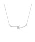 Фото #1 товара Sterling Silver with Cubic Zirconia Solitaire Double Bar Pendant Necklace