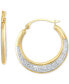 ფოტო #1 პროდუქტის Greek Key Two-Tone Small Hoop Earrings in 10k Gold, 1"