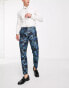 Фото #2 товара Twisted Tailor owsley suit trousers in black with teal and mint floral jacquard